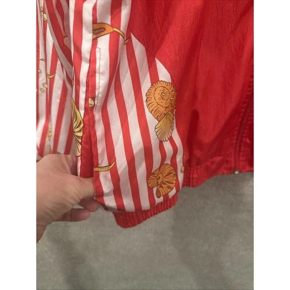 VTG 90's Casual Isle Red Stripe Beach Windbreaker Nautical Seashell Jacket XL - Picture 8 of 15